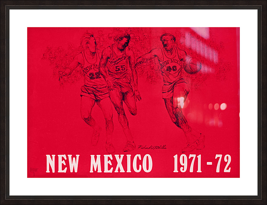1971 Richard W. Padilla New Mexico Basketball Art Picture Frame print
