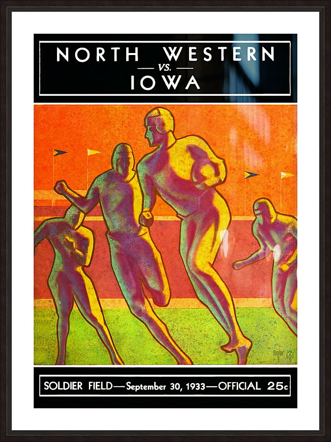 1933 Iowa vs. Northwestern Football Program Art Picture Frame print