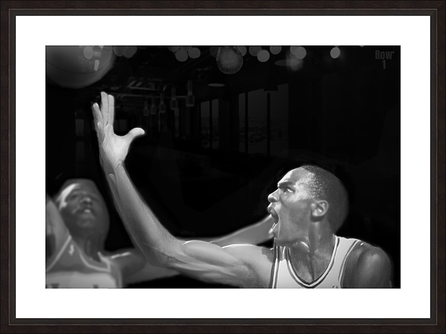 Michael Jordan Black and White Lay Up Art Picture Frame print