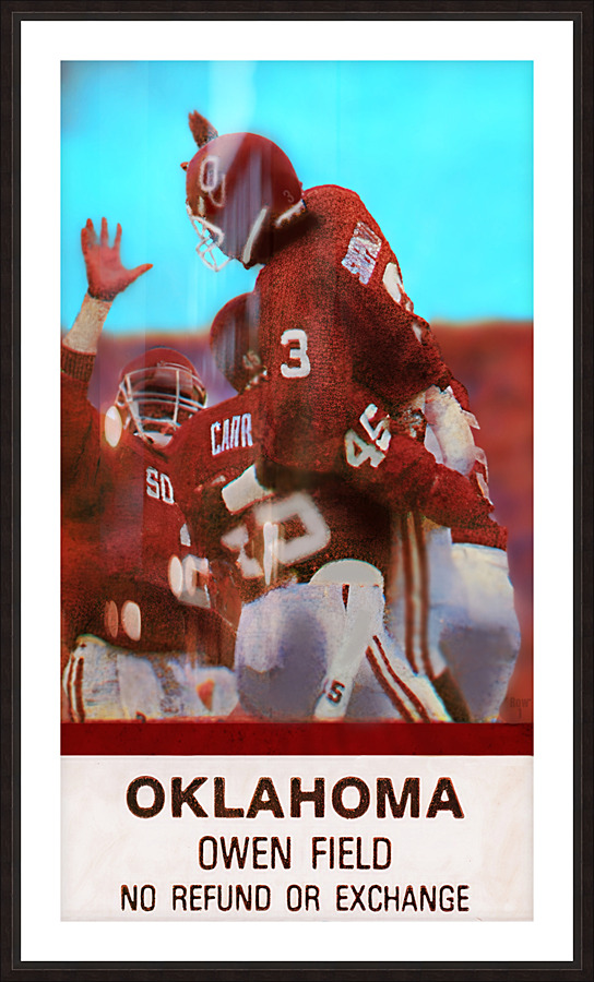 1986 Oklahoma Football Ticket Remix Picture Frame print