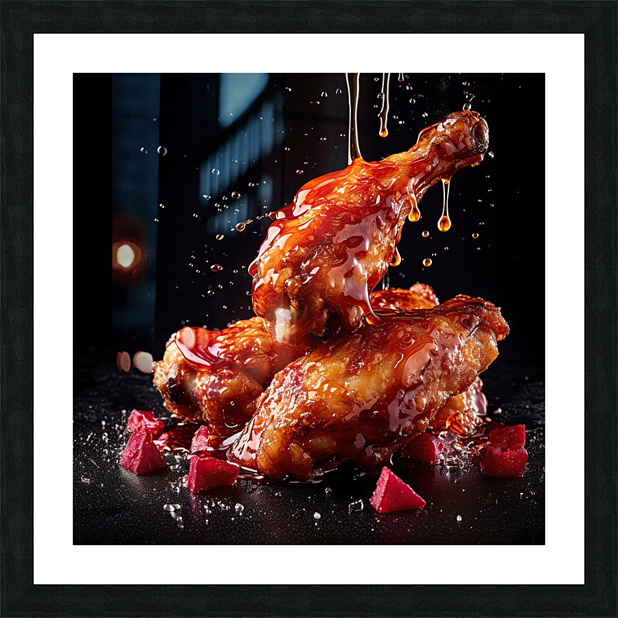 chicken wings dripping Picture Frame print