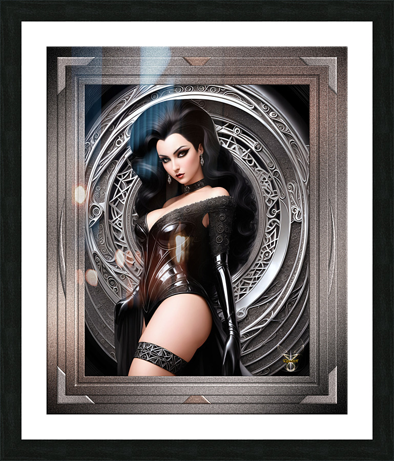 Stacia Artilicus Gothic Vamp Supreme Gorgeous AI Concept Art Portrait by Xzendor7 Picture Frame print