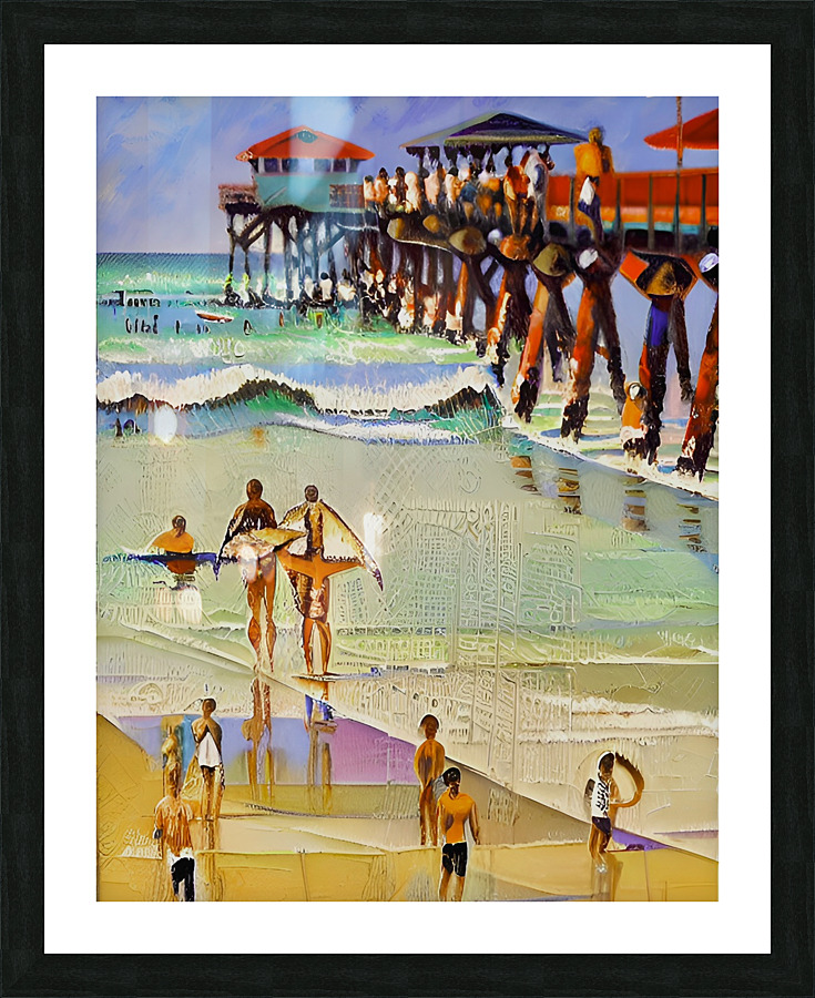 Naples Pier Beach Day Picture Frame print