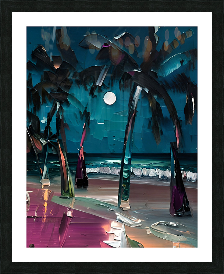 Moonlit Naples Beach Picture Frame print