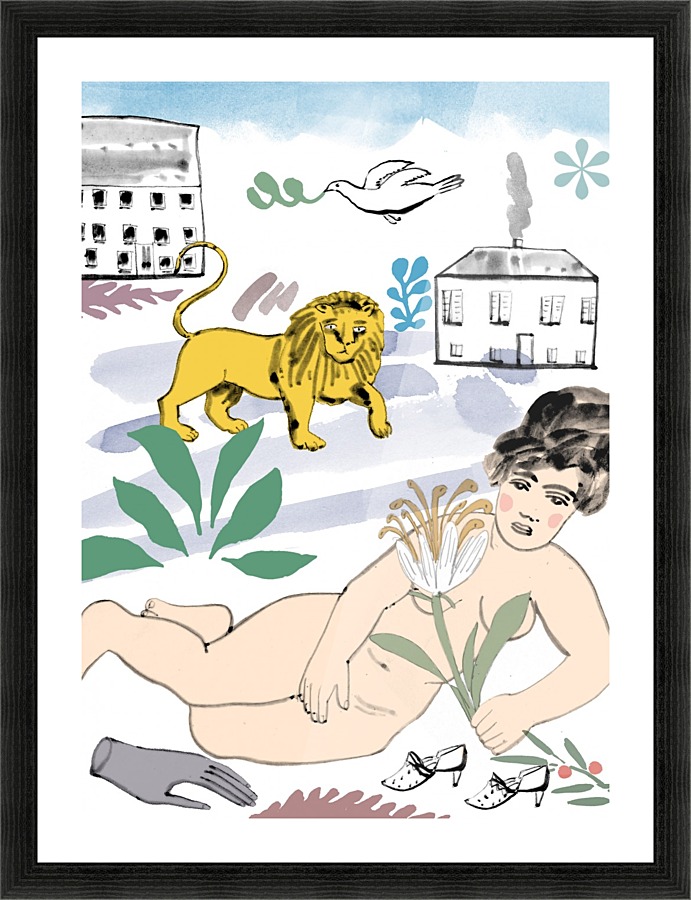 LYDIA AND THE LION Picture Frame print