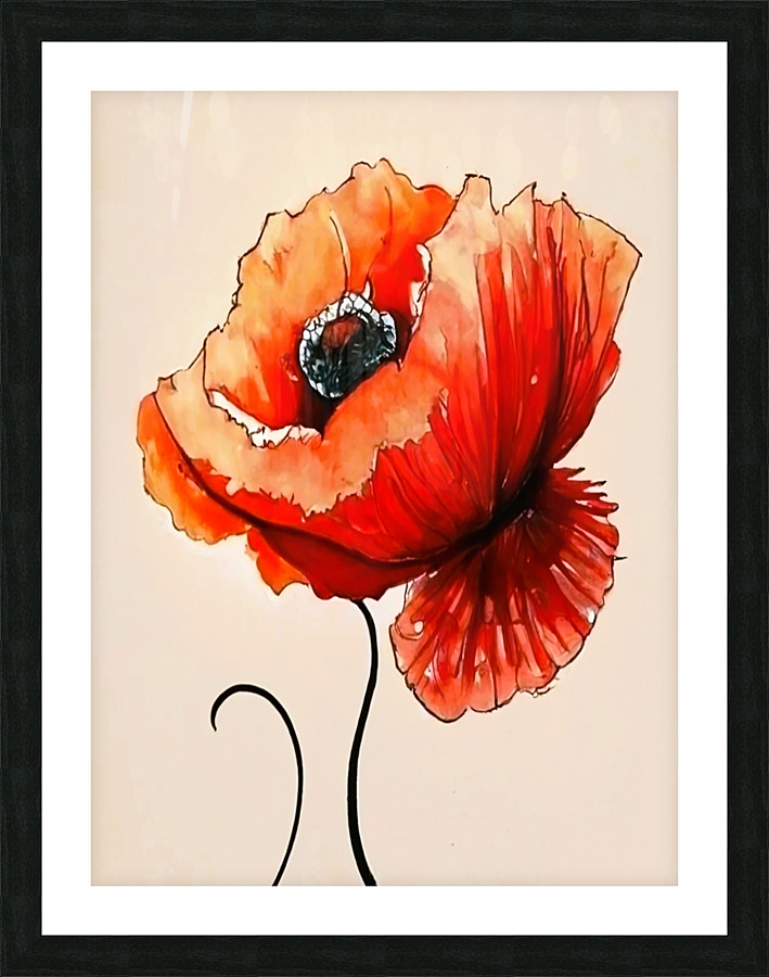 red poppy in the field Picture Frame print
