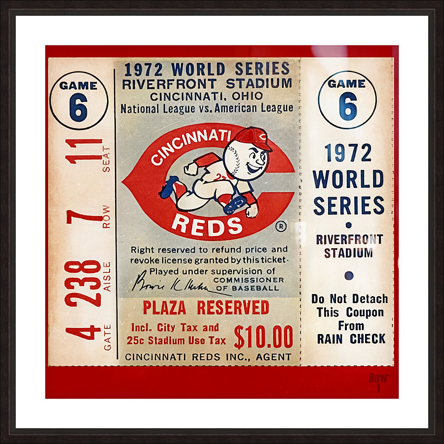 1972 Reds World Series Ticket Stub Remix Picture Frame print