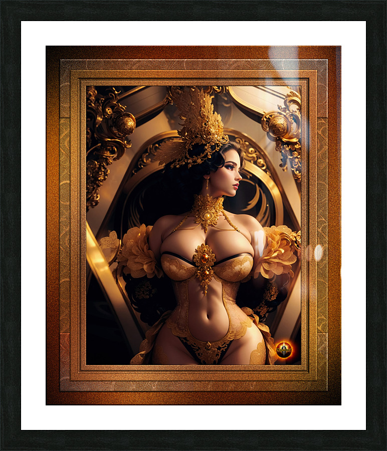 Appalina Cesaria The First Lady Of Burlesque Feather Dancer Glamour AI Concept Art Portrait by Xzendor7 Picture Frame print