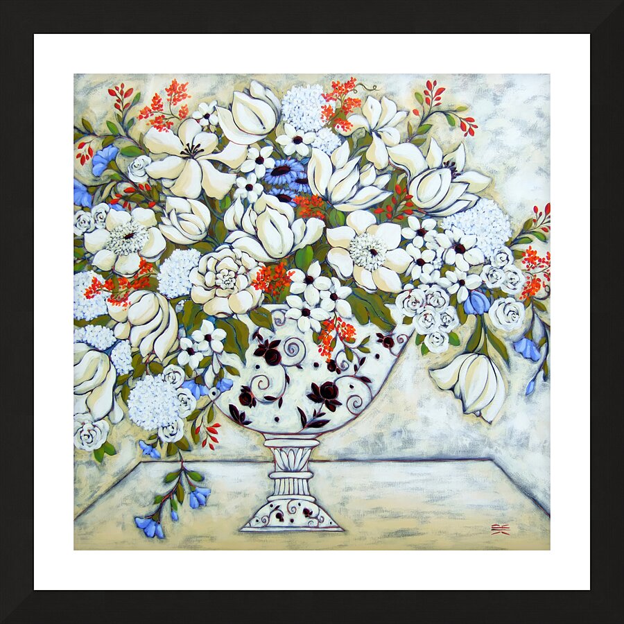 White Tulips and Peonies Picture Frame print