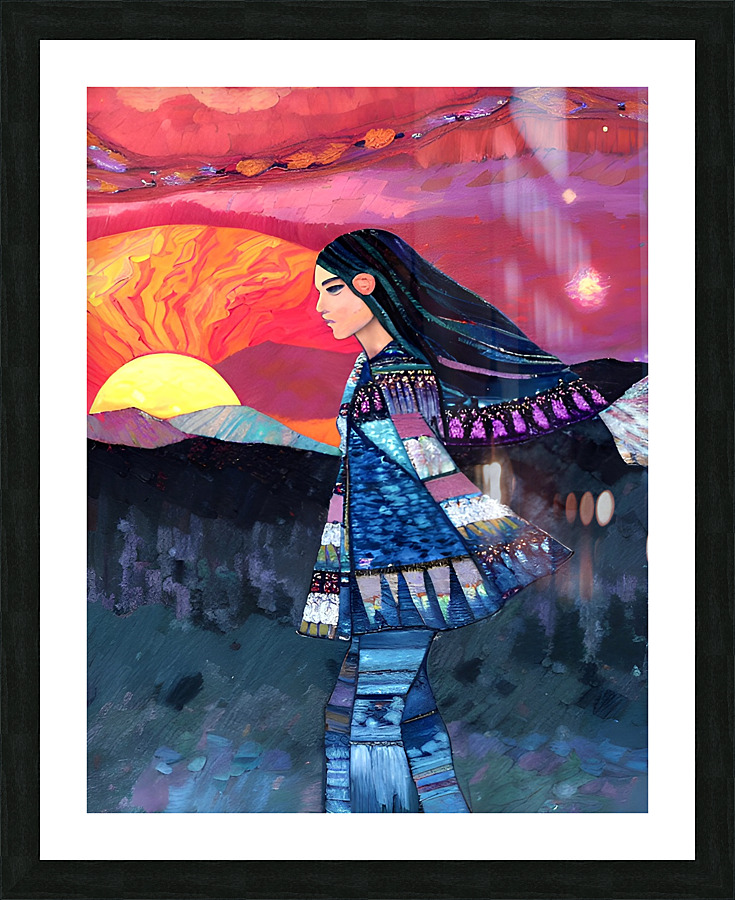 Native American Sunset Woman Picture Frame print