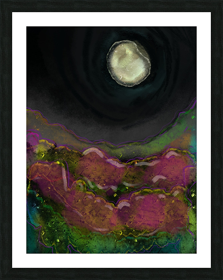 Go east and turn left at the moon Picture Frame print