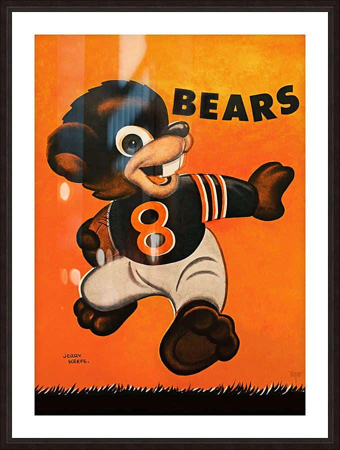 Jerry Keefe Chicago Bears Cartoon Art  Picture Frame print