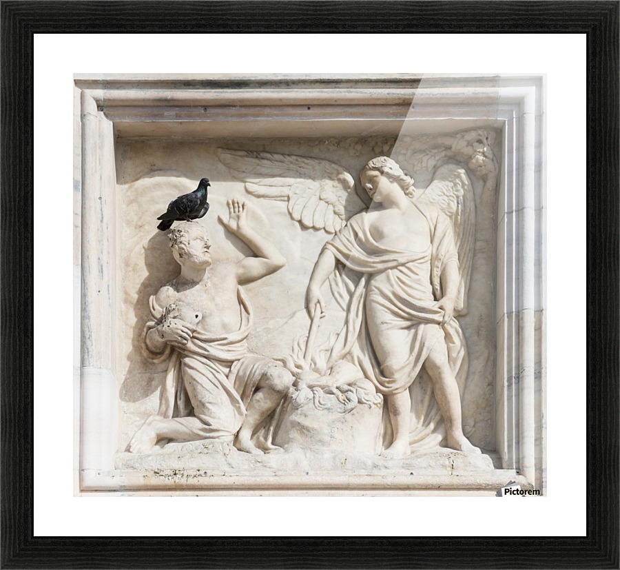 Carving on facade on Milan Cathedral; Milan, Lombardy, Italy Picture Frame print