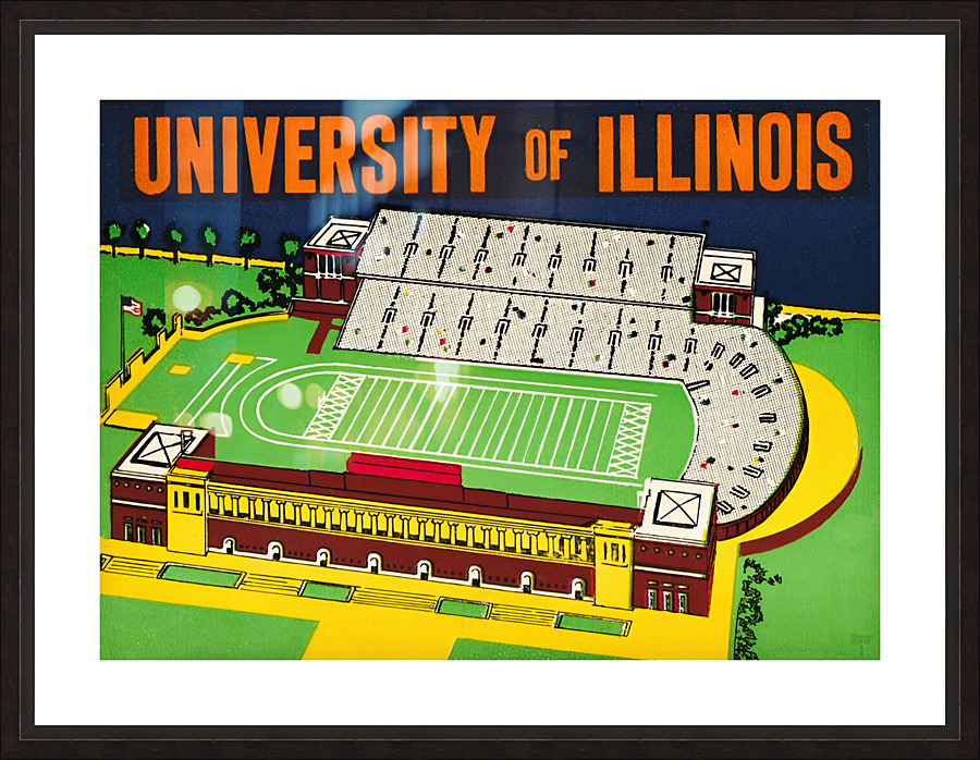 Vintage University of Illinois Football Art Picture Frame print