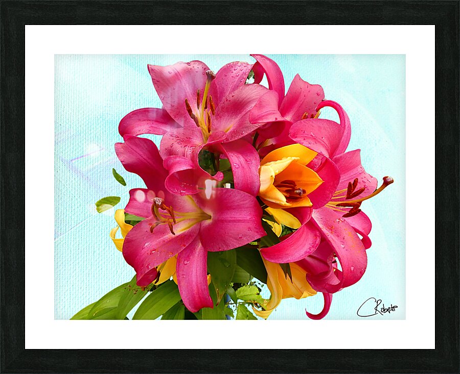  Red Bouquet of Lily Flowers Picture Frame print