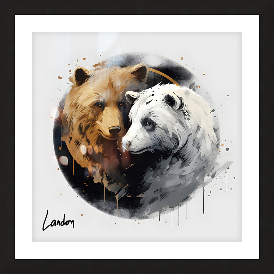yin yang bear 3 Picture Frame print