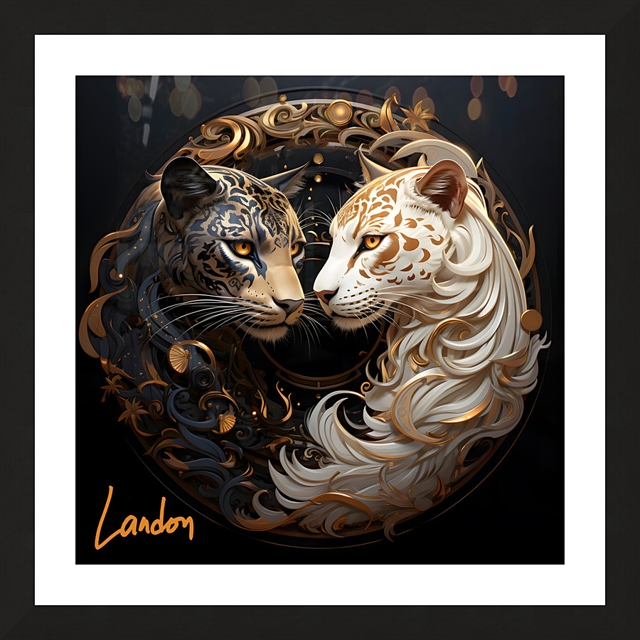 yin yang Cheetah 4 Picture Frame print