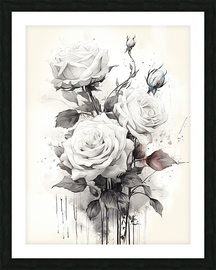 Monochrome Bouquet: Rose in Perpetuity Picture Frame print