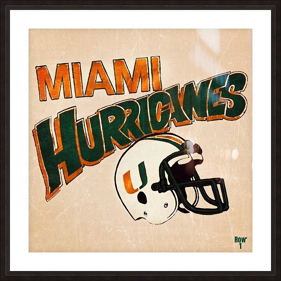 Throwback Miami Hurricanes Helmet Art Picture Frame print