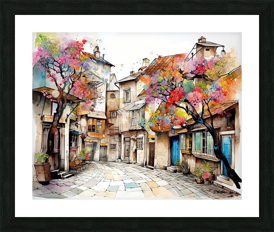 Cul de Sac in Village Picture Frame print