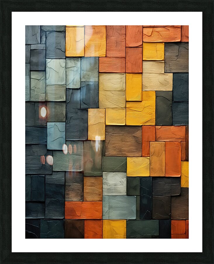 Honey Gold & Sage Green Tilescape Picture Frame print