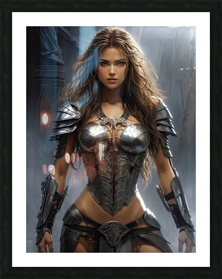 Ultra-Realistic Fantasy Female Warrior Picture Frame print