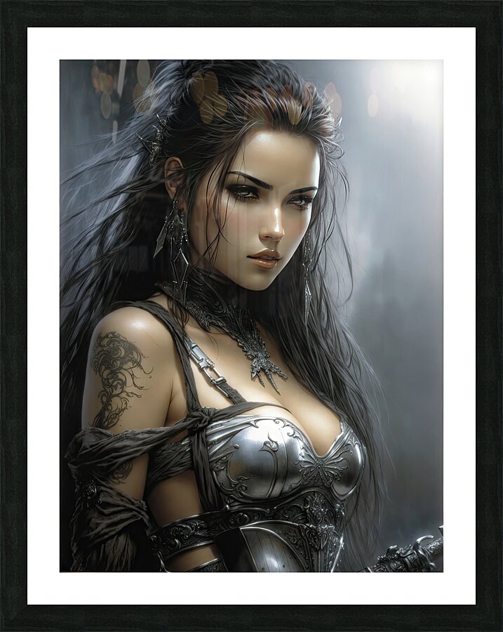 Ultra-Realistic Fantasy Female Warrior Picture Frame print