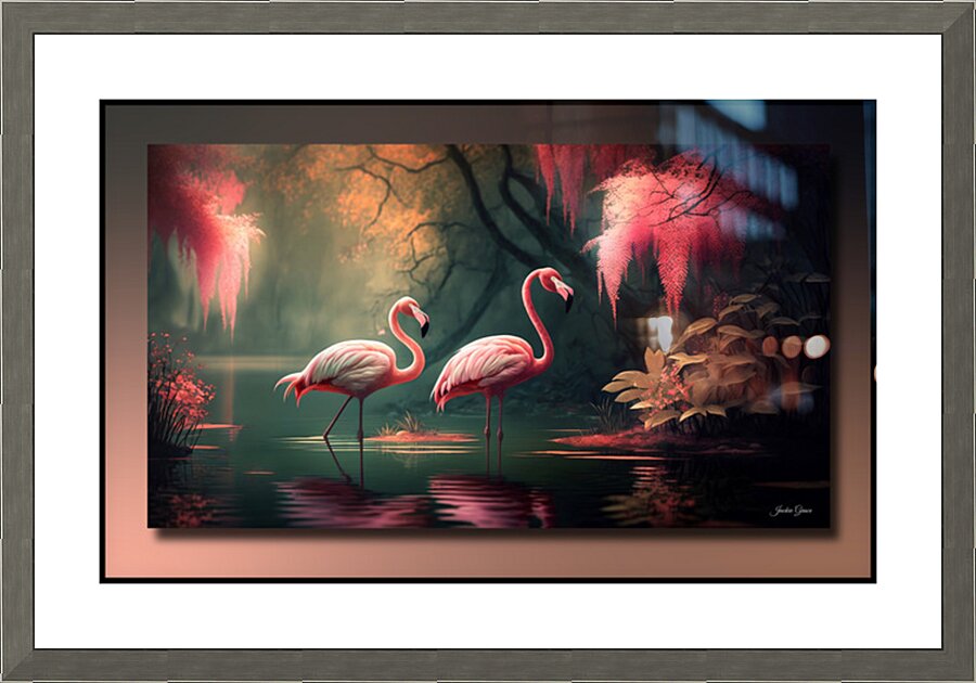 Pink Flamingo Heaven Picture Frame print