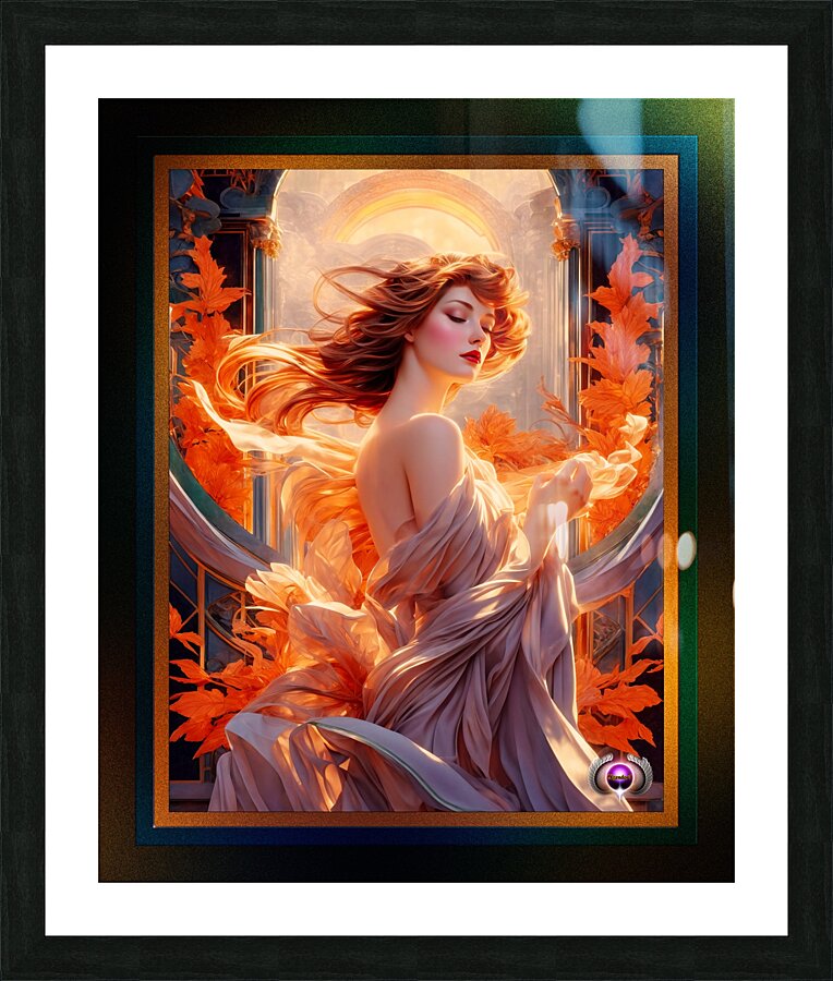 The Beauty Of Dawn Art Nouveau Allegorical AI Concept Art Portrait by Xzendor7 Picture Frame print