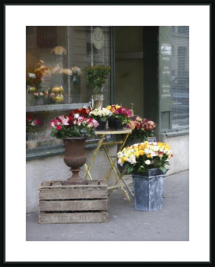 Roses Outside a Parisian Shop Picture Frame print