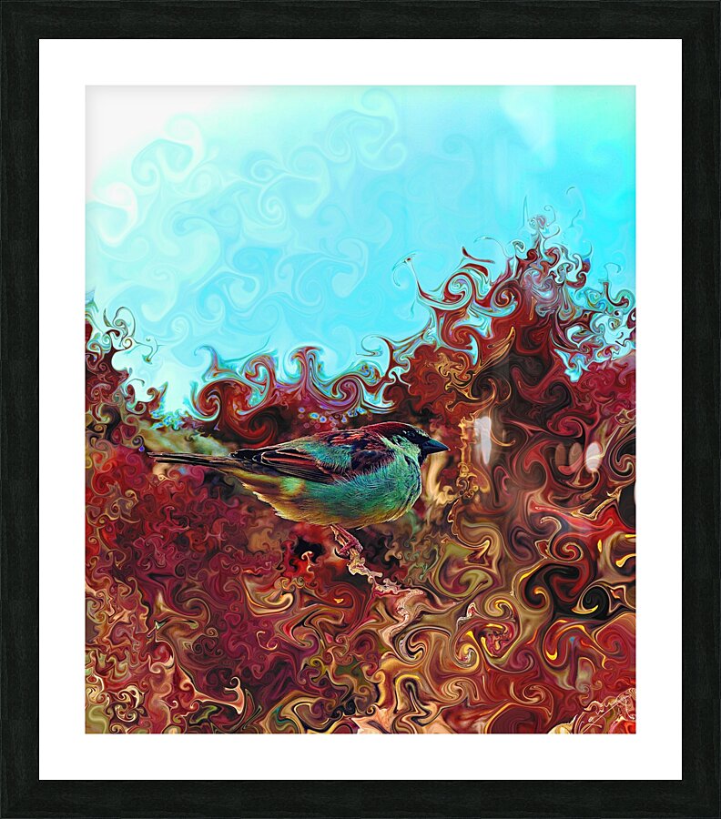 The Little Bird and the Sunrise - Tropical Art Print Picture Frame Printing
