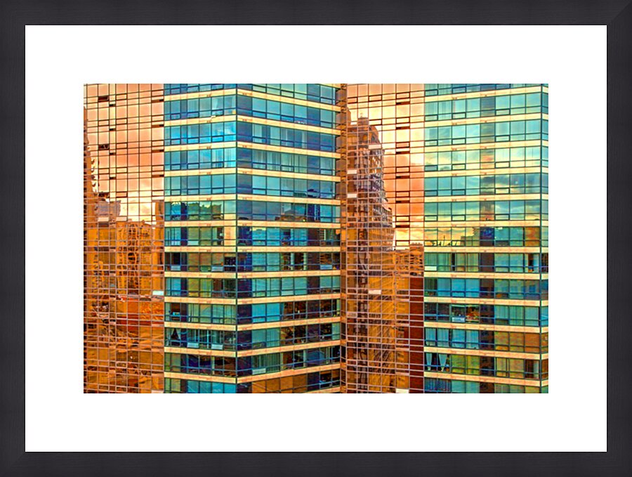 Setting Sun on the Skyscrapers Picture Frame print