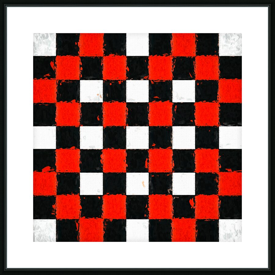 Red Black and White Checkerboard Picture Frame print