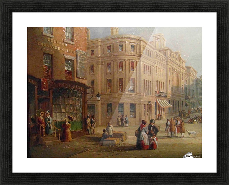 People talking in the street Picture Frame print