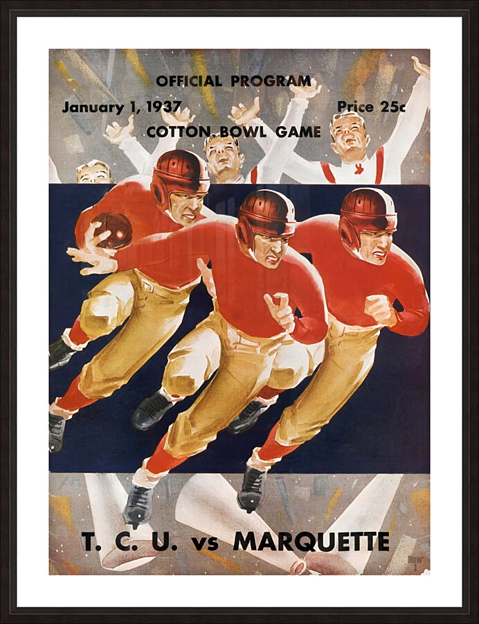 1937 Cotton Bowl Program Cover Art Picture Frame print
