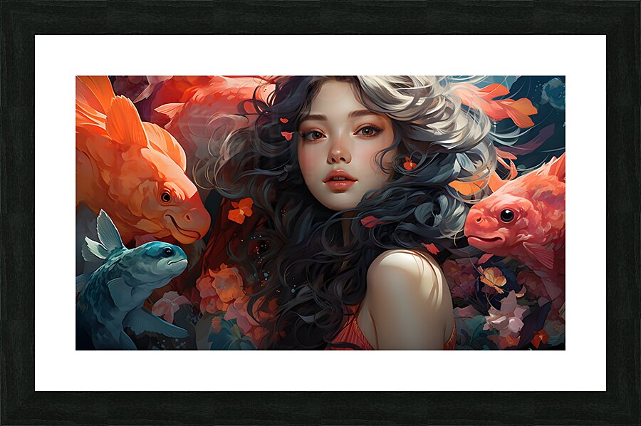 Whimsical illustration with vibrant color and magical creature. Picture Frame print
