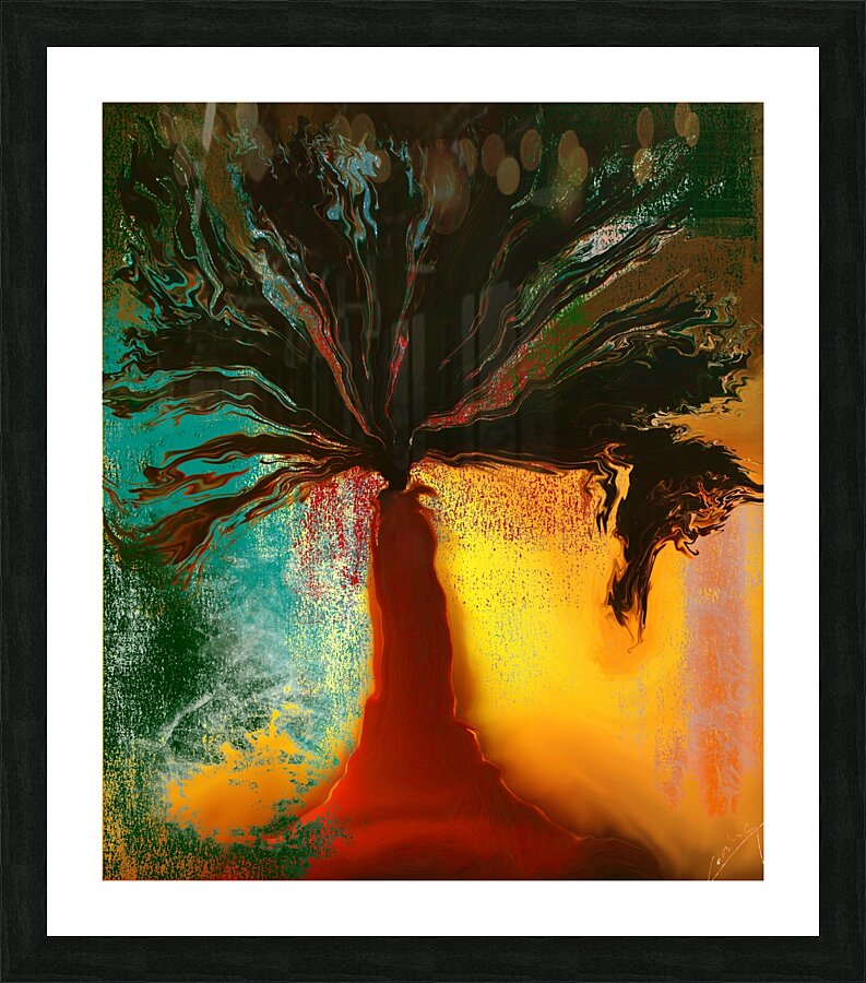 Sunset Solace and the Majestic Tree - Happy Art Print Picture Frame Printing