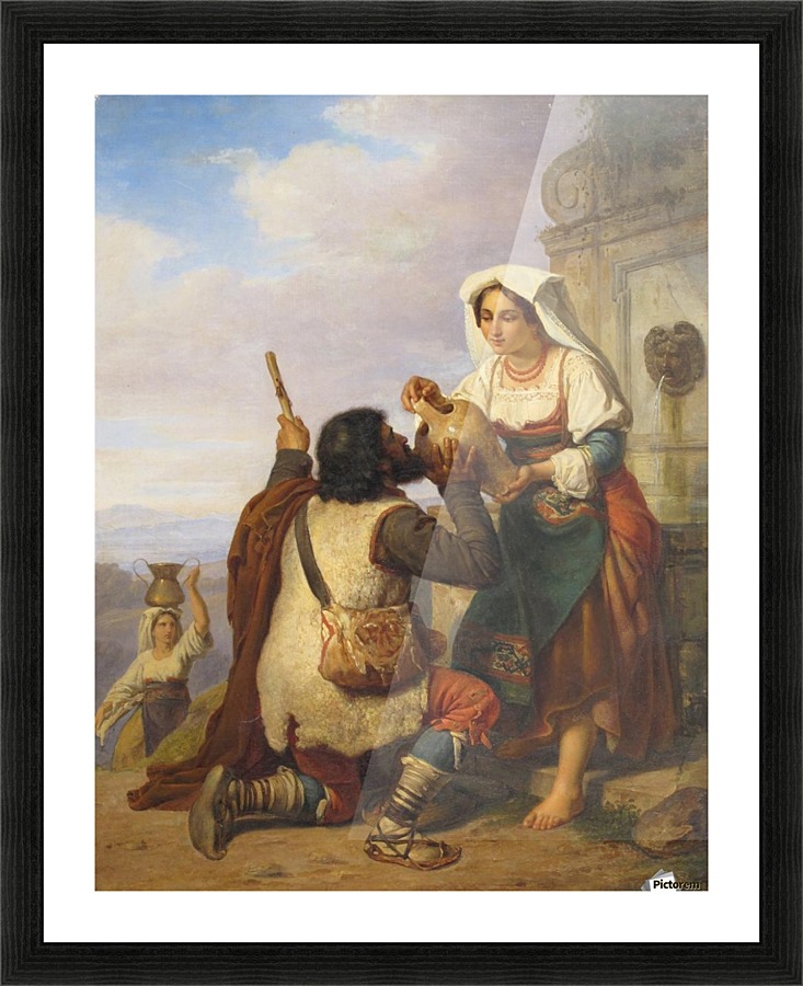 Drinking water from the fountain Picture Frame print