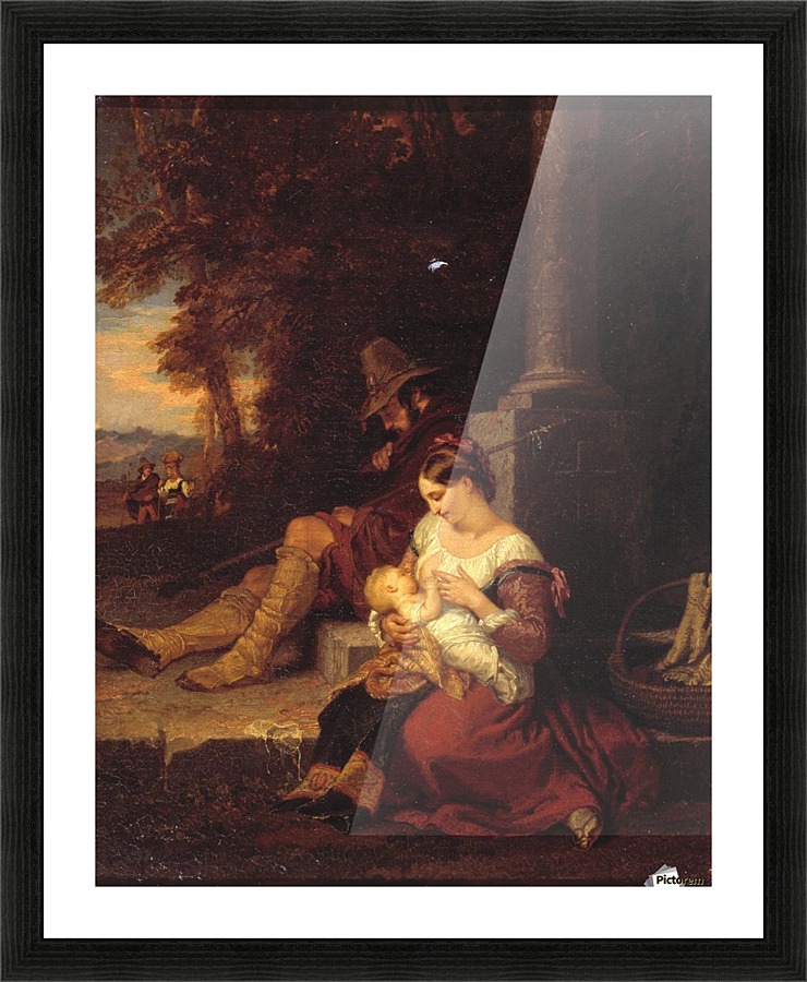 Pilgrims Reposing at a Cross Picture Frame print