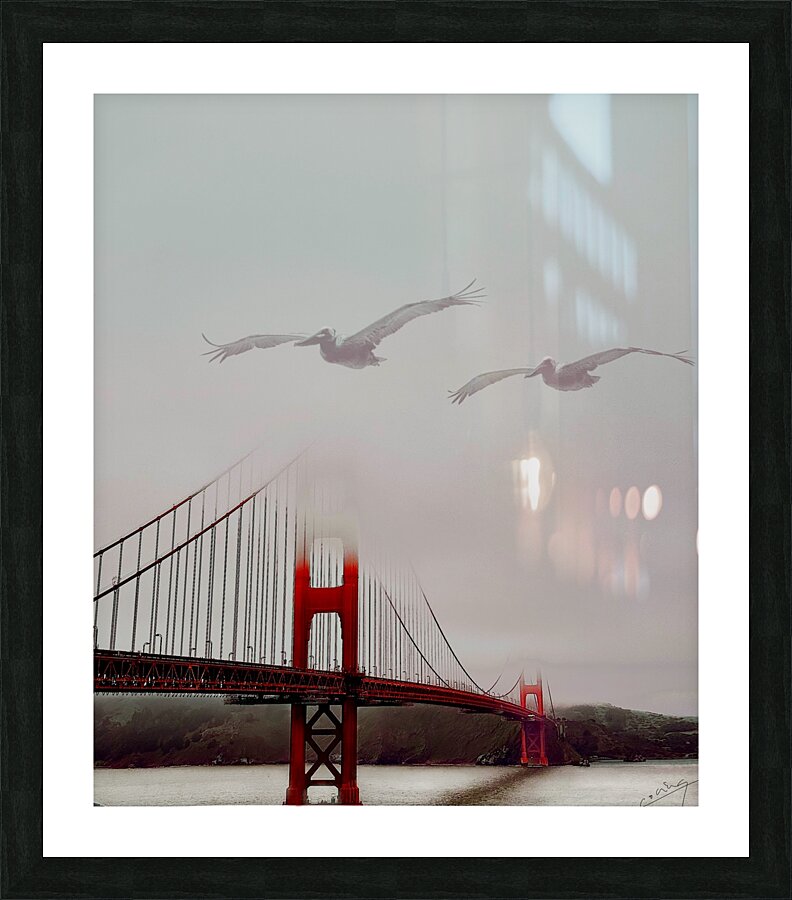 Enigmatic Crossings - Vintage Golden Gate Bridge Art Print Picture Frame Printing