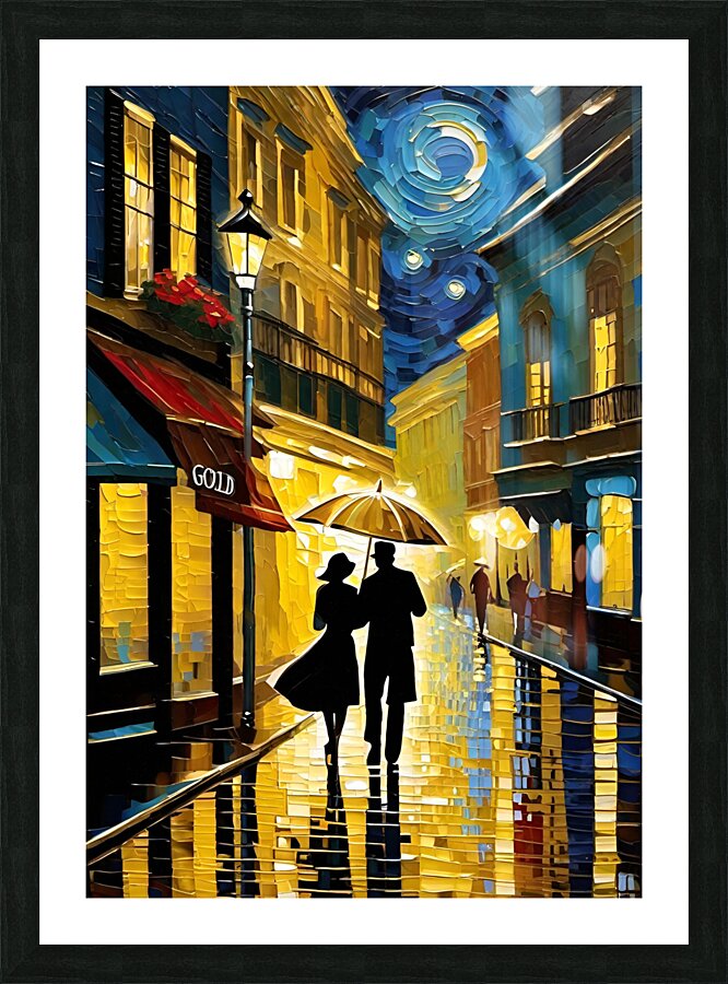 Shopping In The Rain In Downtown Naples Picture Frame print