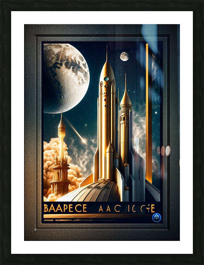 Take An Adventurous Journey To The Moon AI Concept Art by Xzendor7 Vintage Art Poster Picture Frame print