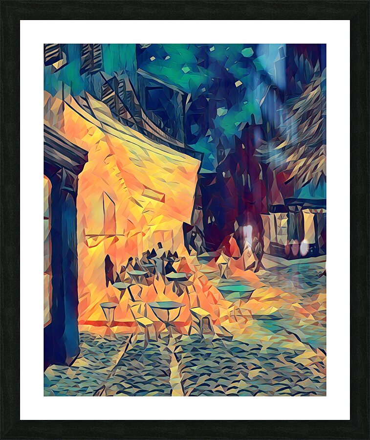 Van Gogh Terrace Cafe 1888 digitized polyart paint style EXCLUSIVITY only 1 Canvas Print Picture Frame print