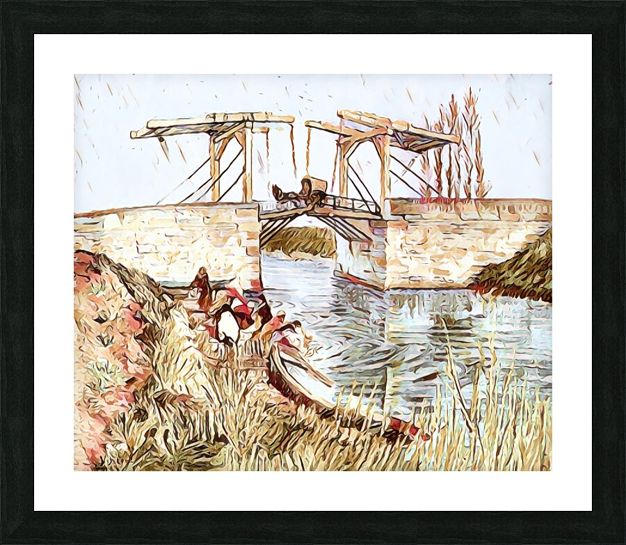 the langlois bridge dig watercolor Picture Frame print