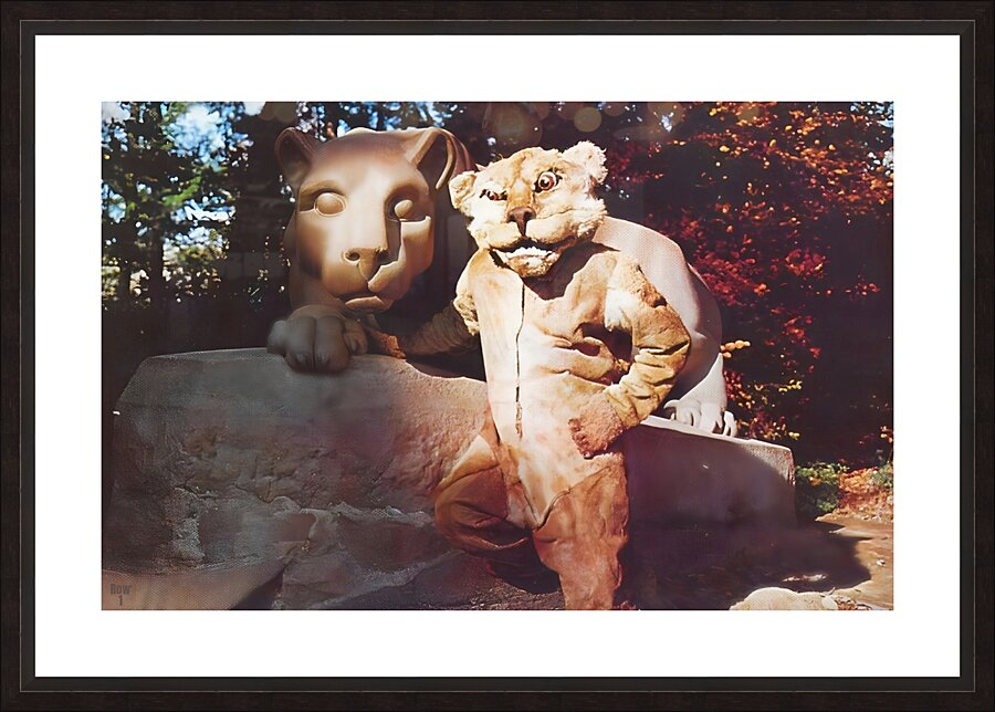 Vintage 60s Penn State Nittany Lion Shrine Art Picture Frame print