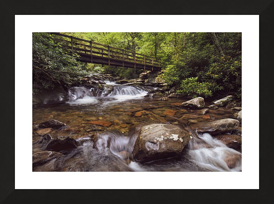 Smoky Mountains  River and Bridge Picture Frame print