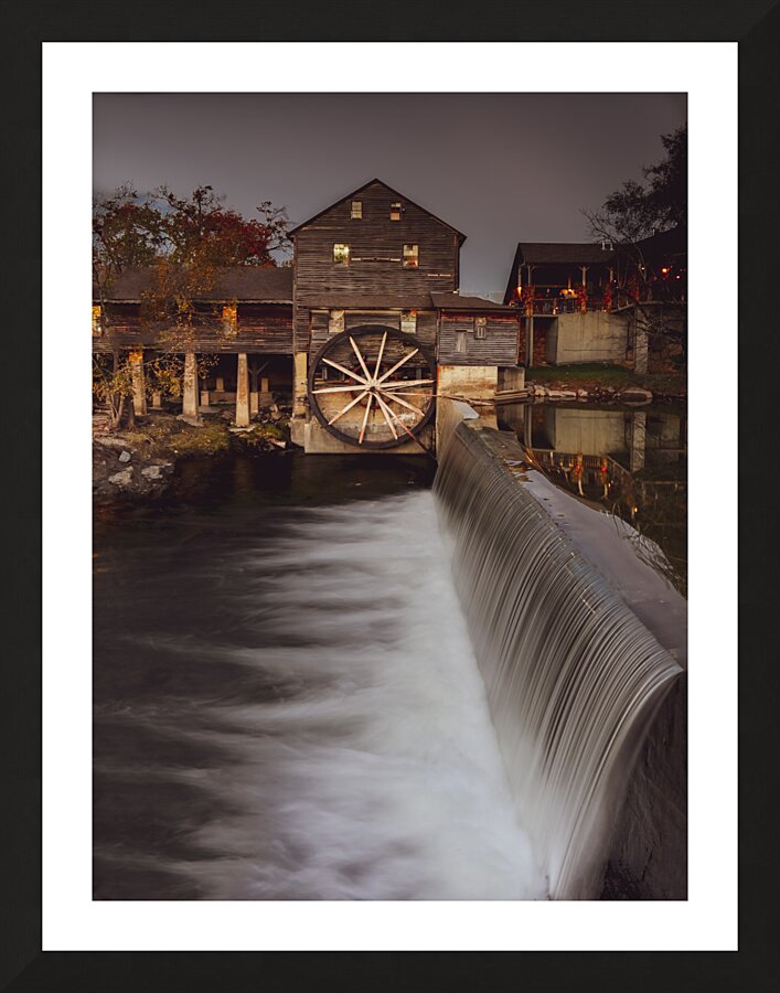 Old Mill Pigeon Forge Vertical in Autumn Picture Frame print