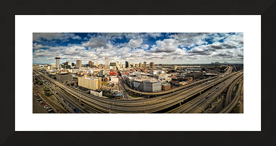New Orleans Day Aerial City and Hi-way View Picture Frame print