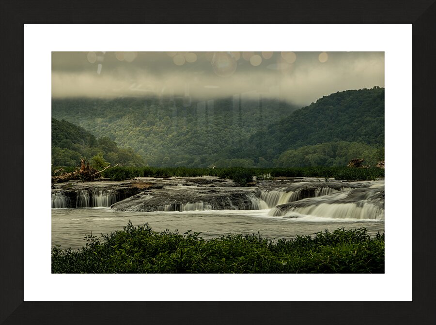 New River Gorge Waterfalls in Morning Fog Picture Frame print