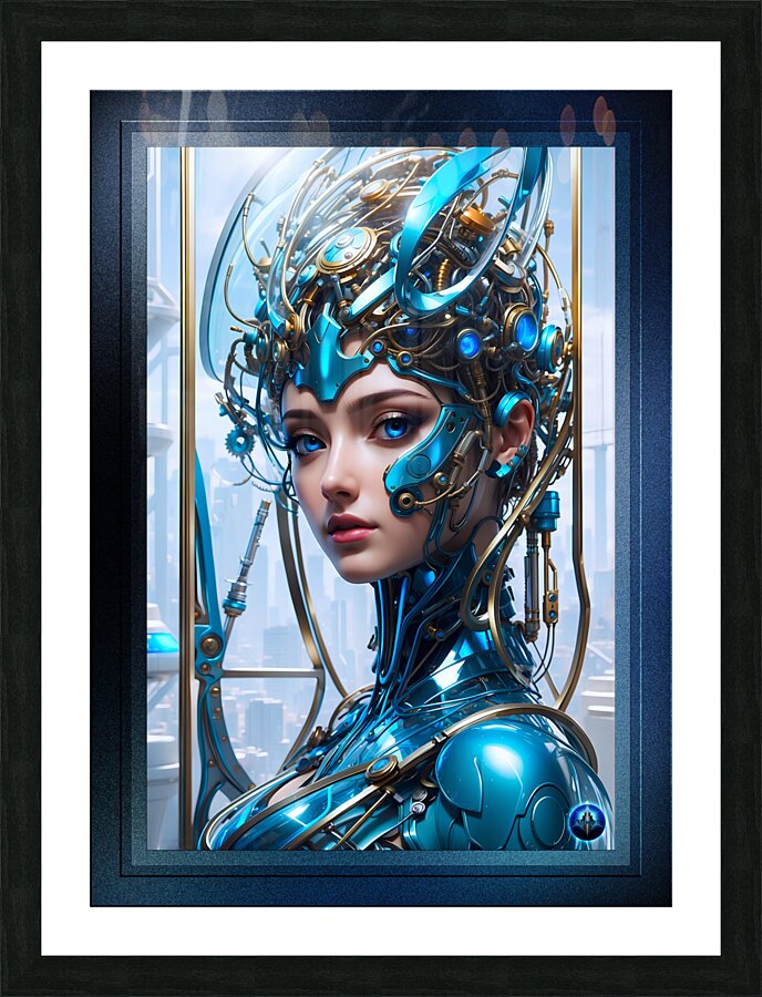 Stunning Cyborg Sci-Fi Portrait Of A Lady AI Concept Art by Xzendor7 Impression et Cadre photo